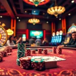 Experience đánh bài đổi thưởng at an exhilarating casino table with vibrant poker chips and cards.